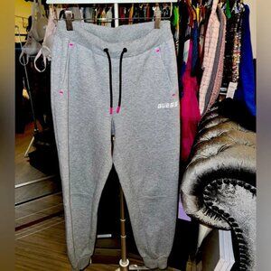 GUESS Women’s Gray Jogger Sweatpants | Pink Accent Cozy Lounge Athleisure